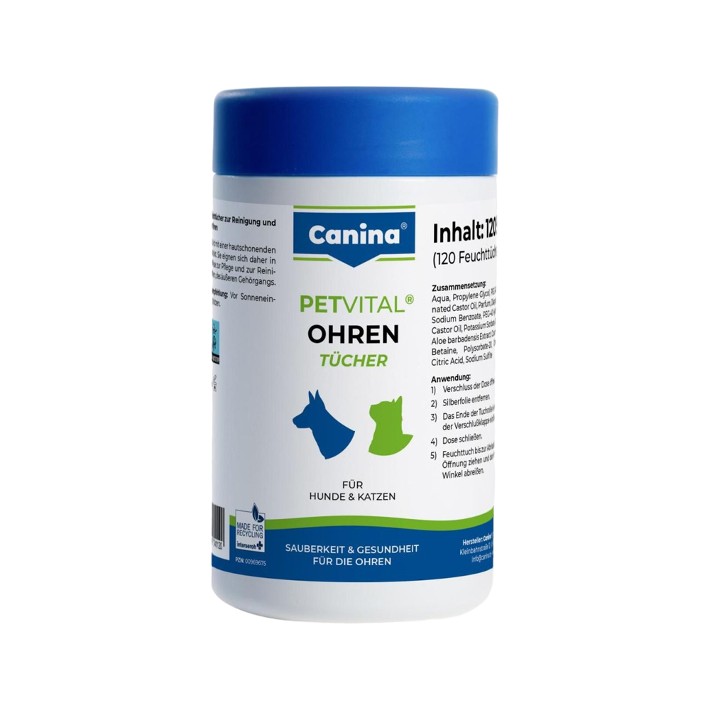 Canina Petvital Ohrentücher - 120 Tüchers Katzenohren und Augenpflege (Reiniger, Cremes, Balsam) online kaufen