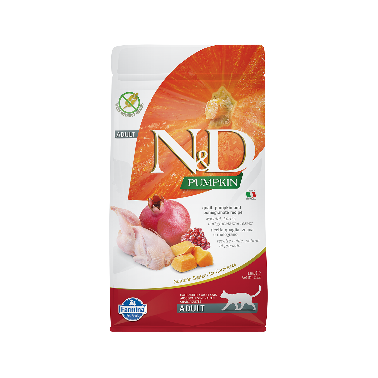 Farmina N&D Kürbis Adult Katzenfutter - Wachtel - 1,5 kg Katzen-Trockenfutter online kaufen