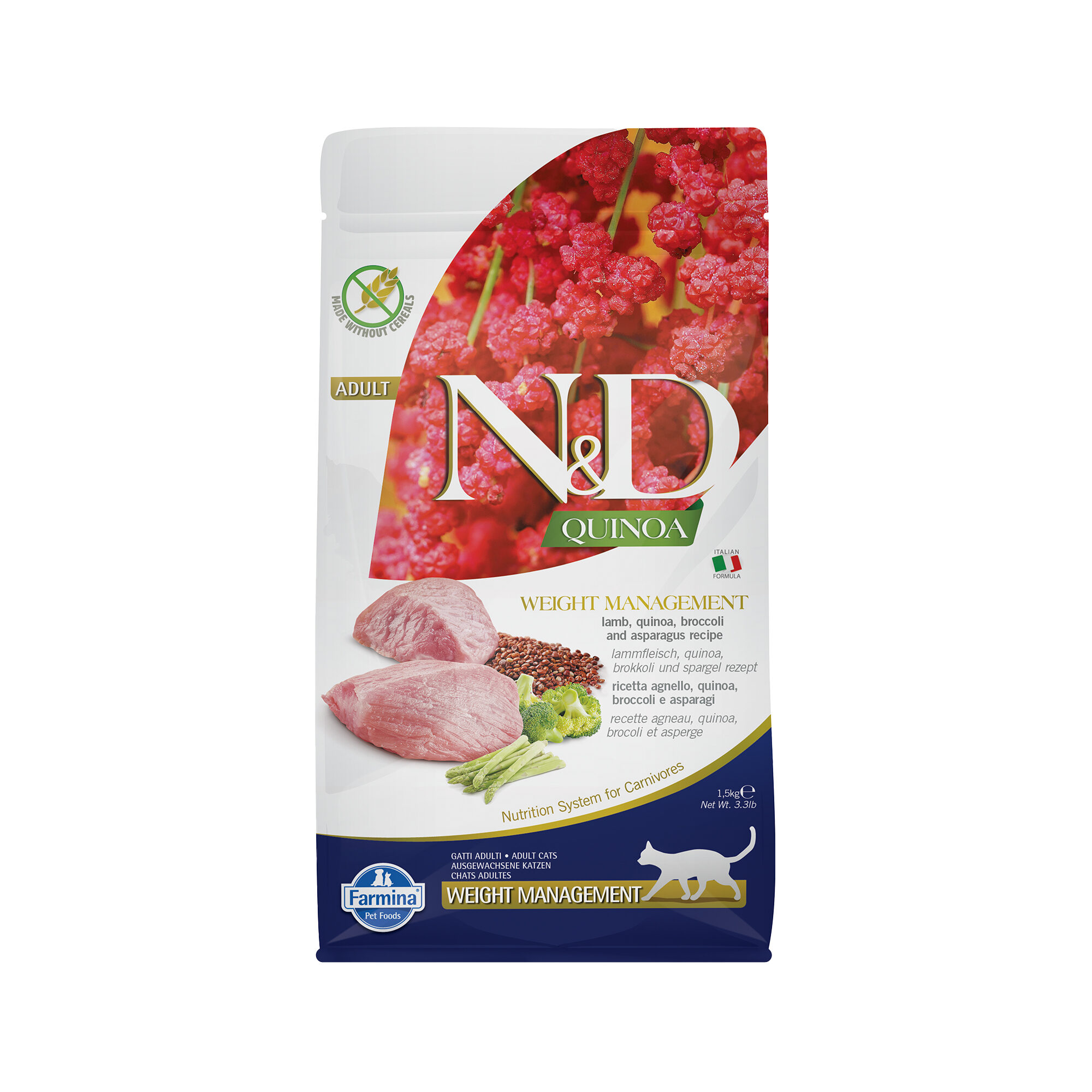 Farmina N&D Quinoa Gewichtsmanagement Adult Katzenfutter - Lamm - 1,5 kg Katzen-Trockenfutter online kaufen
