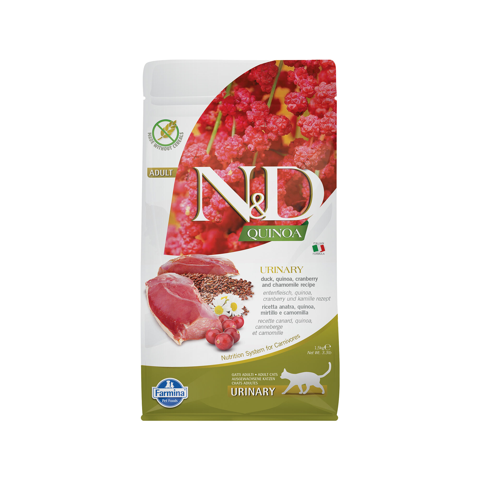 Farmina N&D Quinoa Urinary Adult Katzenfutter - Ente - 1,5 kg Katzen-Trockenfutter online kaufen