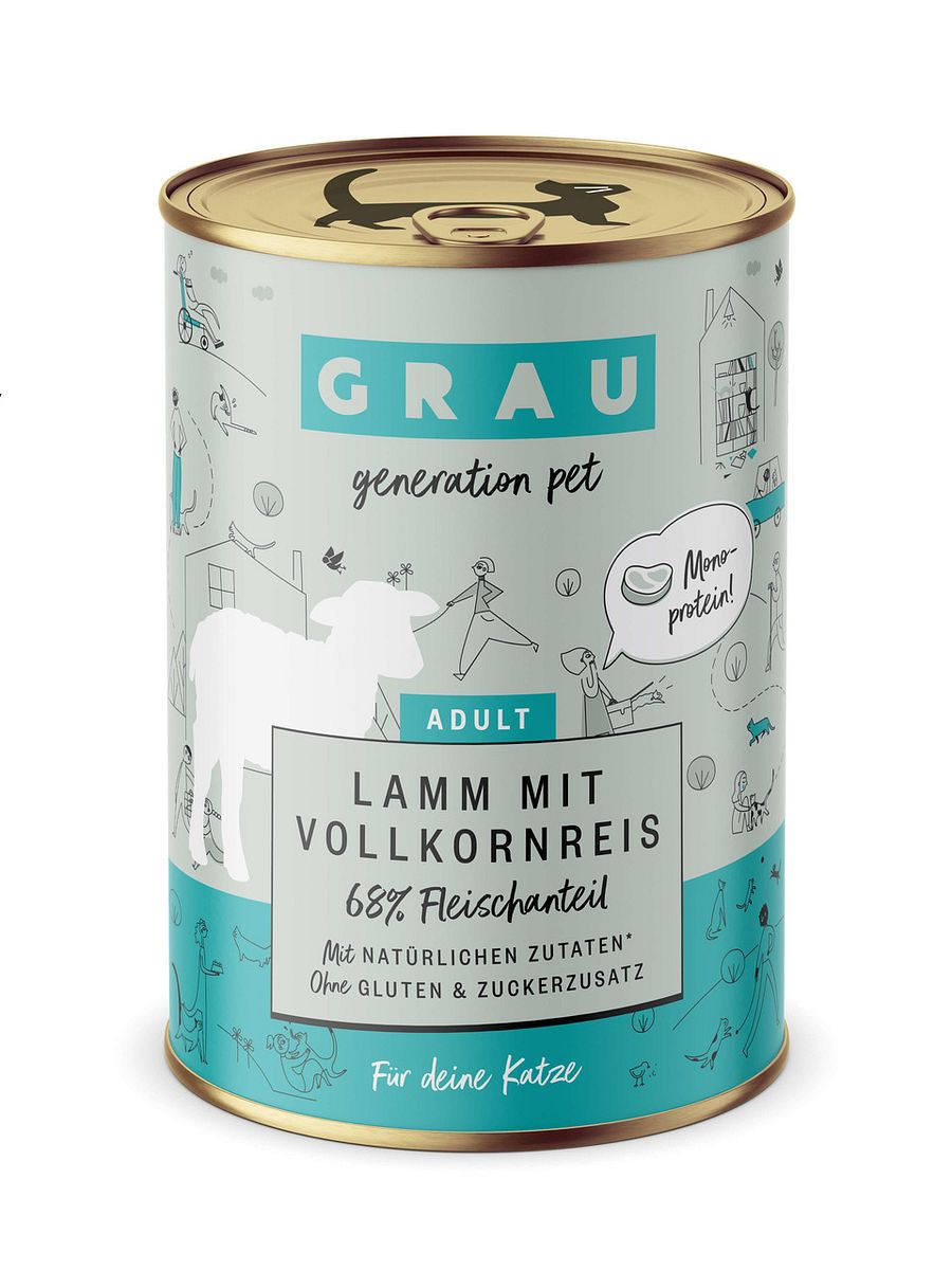 grau Katze 400 Gramm Katzennassfutter Sparpaket 12 x 400 Gramm Lamm & Reis Katzen-Nassfutter online kaufen