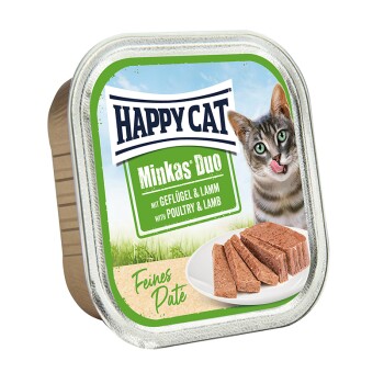 HAPPY CAT Adult Minkas Duo Geflügel & Lamm Paté 16x100 g Katzenfutter online kaufen HAPPY CAT Adult Minkas Duo Geflügel & Lamm Paté 16x100 g Katzenfutter online kaufen