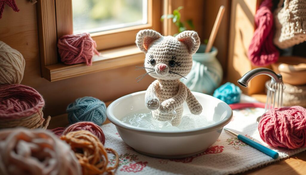 Häkelkatze pflegen und reinigen