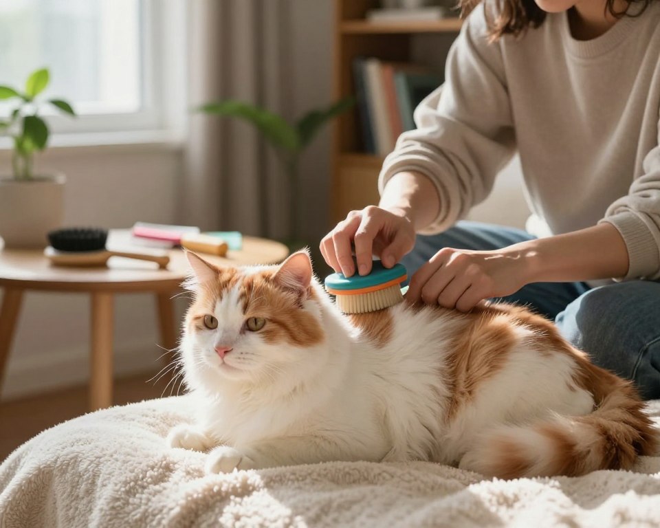 Unterstützung beim Fellwechsel durch Bürsten